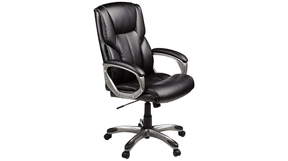 Amazon Basics High-Back Executive, Swivel, Adjustable Office Desk Chair with Casters