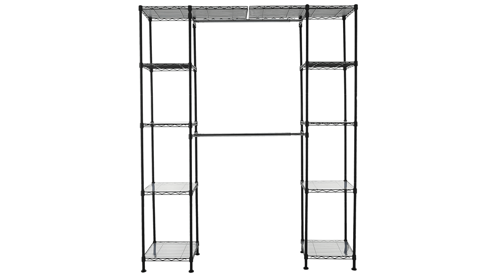 Amazon Basics Expandable Metal Hanging Storage Organizer Rack Wardrobe with Shelves