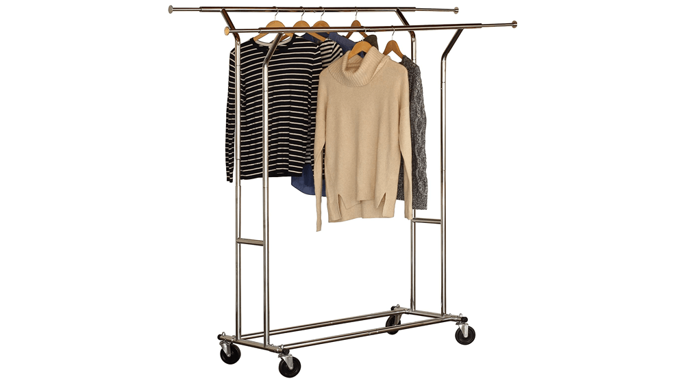 DecoBros Supreme Commercial Grade Double Rail Garment Rolling Rack