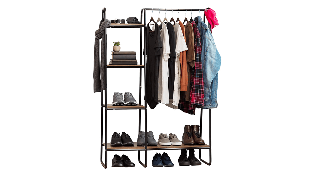 IRIS USA Clothing Rack, Clothes Rack with 3 Wood Shelves