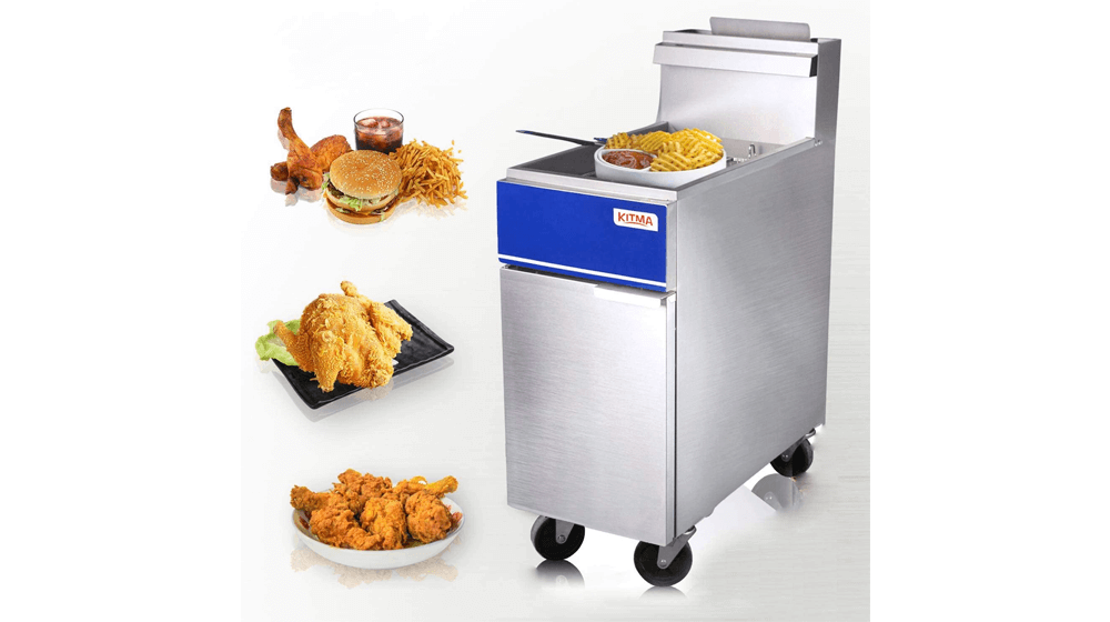 Kitma Commercial Deep Fryer - 50 lb. Natural Gas 4 Tube Floor Fryer